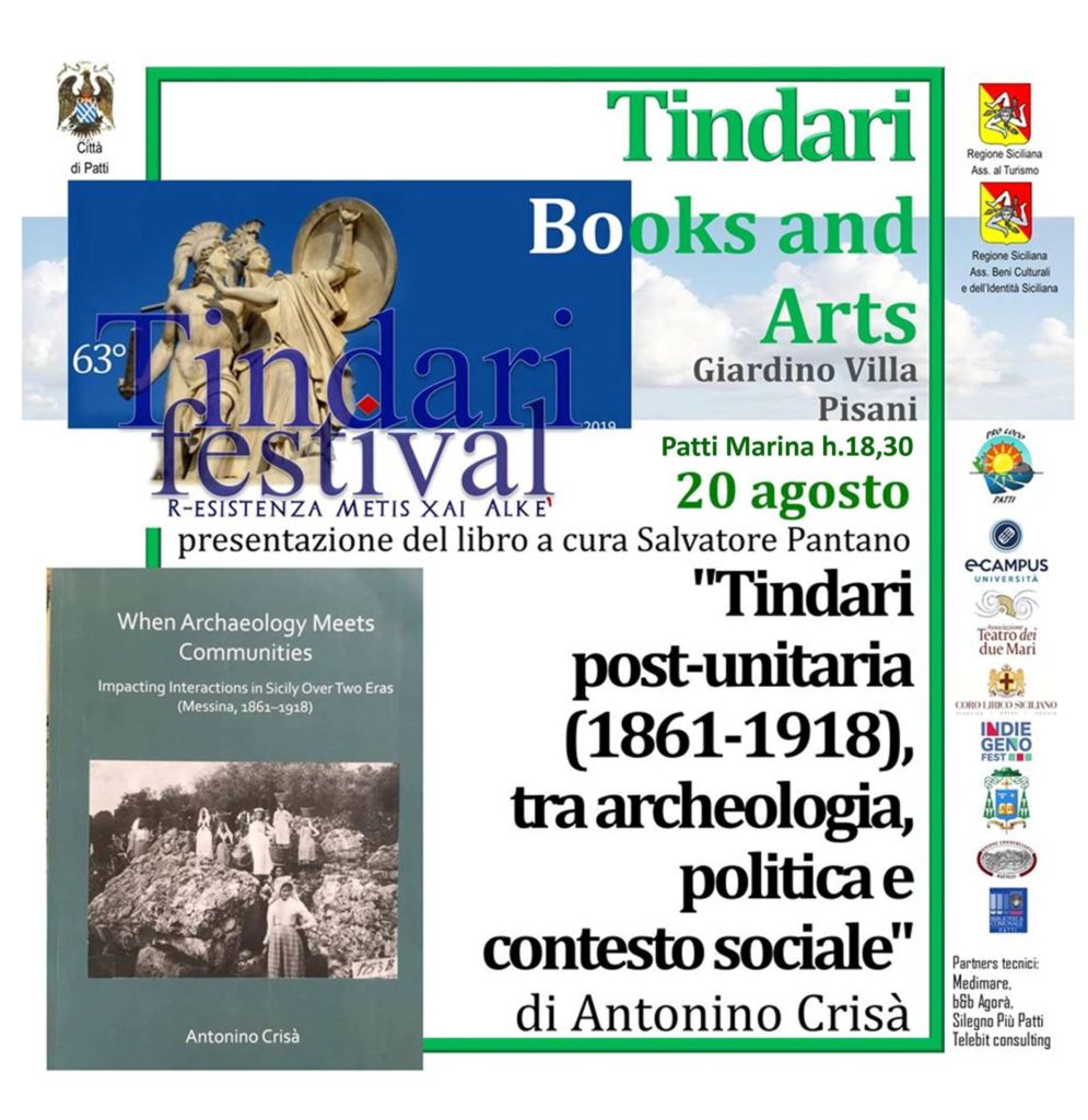 TINDARI FESTIVAL – A Villa Pisani, domani, presentazione del libro “Tindari post-unitaria (1861-1918), tra archeologia, politica e contesto sociale”