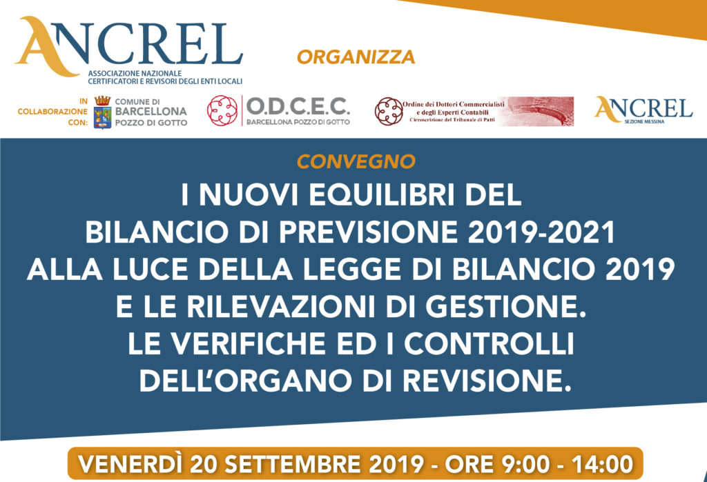 CONVEGNI – A Barcellona “I nuovi equilibri del bilancio di previsione 2019\2021”