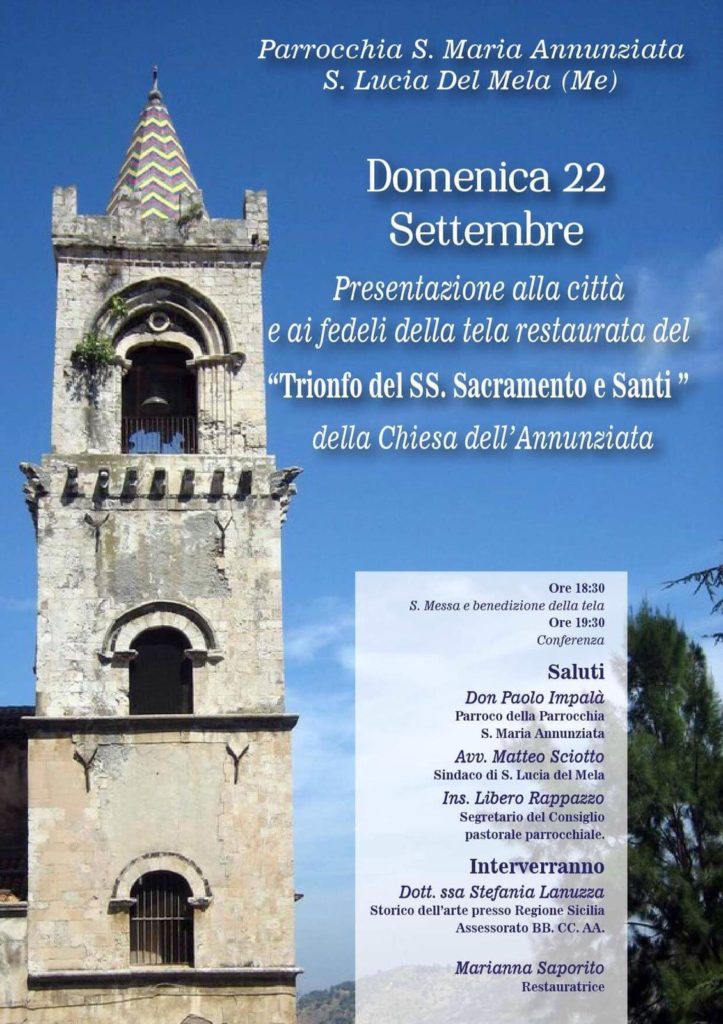 SANTA LUCIA DEL MELA – Dall’abbandono al restauro: rinasce il “Trionfo del Santissimo Sacramento e Santi”