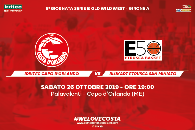 IRRITEC CAPO D’ORLANDO – Stasera al PalaValenti contro la Blukart Etrusca San Miniato