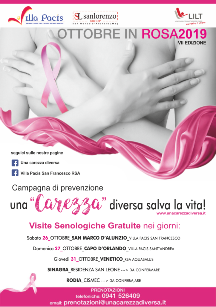VILLA PACIS – Al via la campagna di prevenzione 2019 “Una carezza diversa salva la vita”