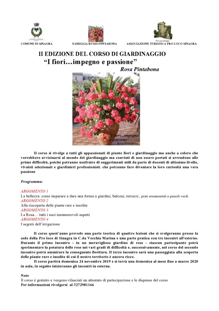 SINAGRA – II edizione del corso di giardinaggio