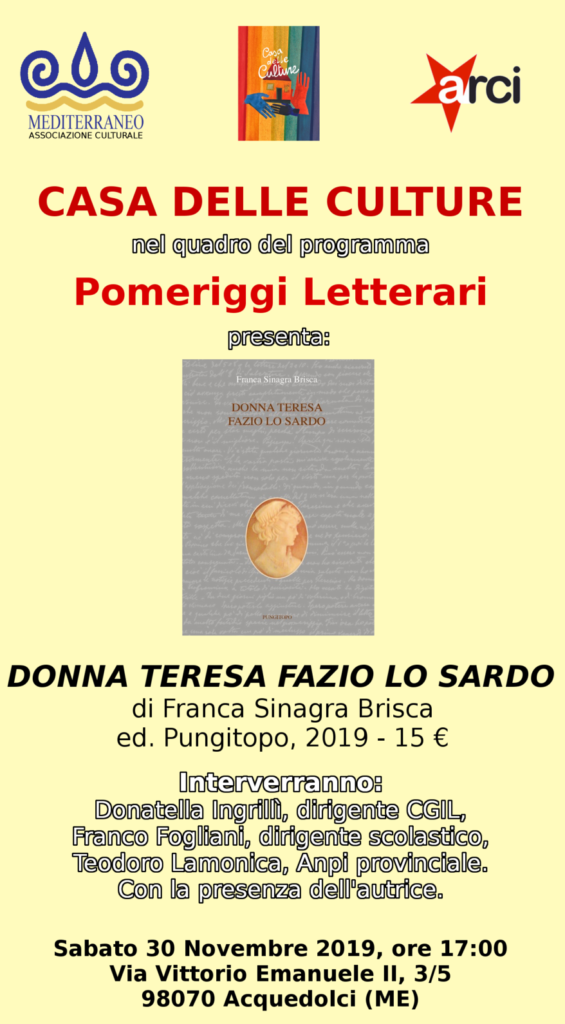 TUTTO LIBRI – Alla Casa delle Culture “Donna Teresa Fazio Lo Sardo” di Franca Sinagra