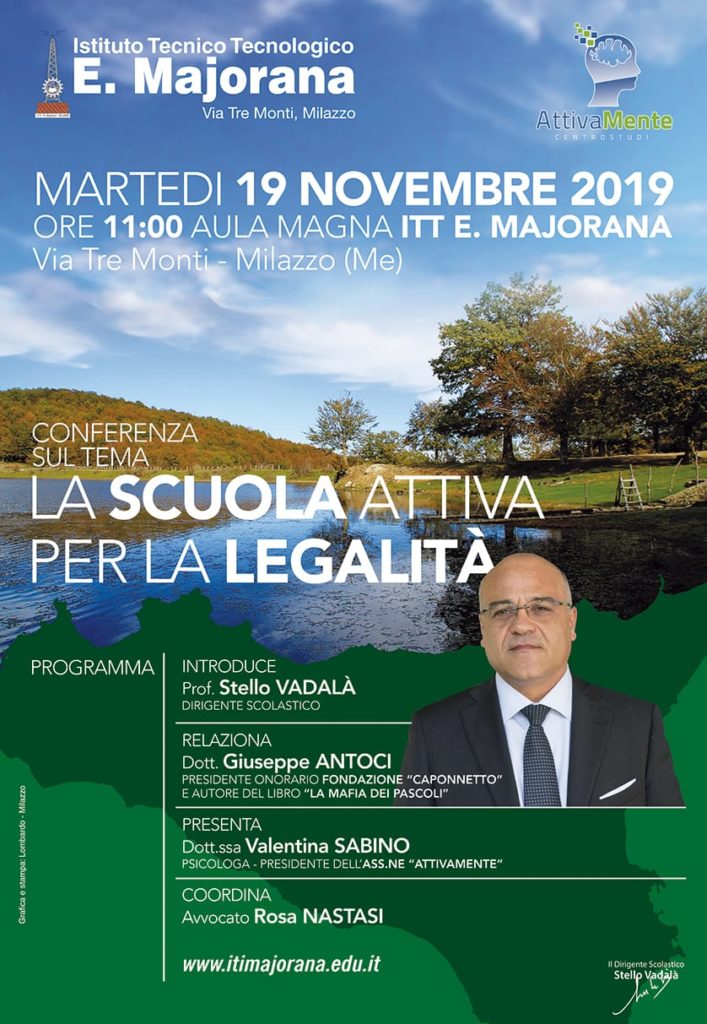 MILAZZO – “La Scuola Attiva per la Legalità”. Il Majorana  ospita Giuseppe Antoci