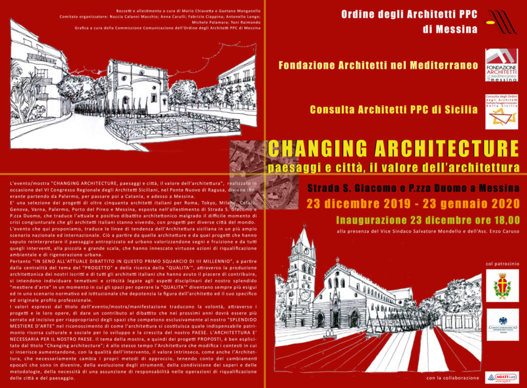 ARCHITETTI – “Changig Architecture” dal 23 dicembre in piazza Duomo a Messina