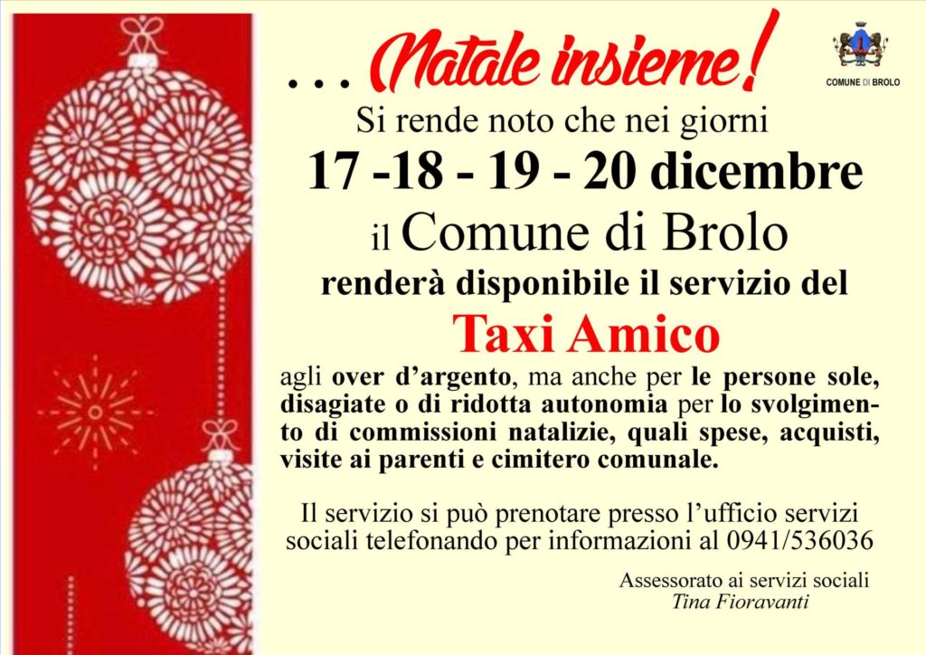 TAXI AMICO – A Natale non solo per gli anziani brolesi