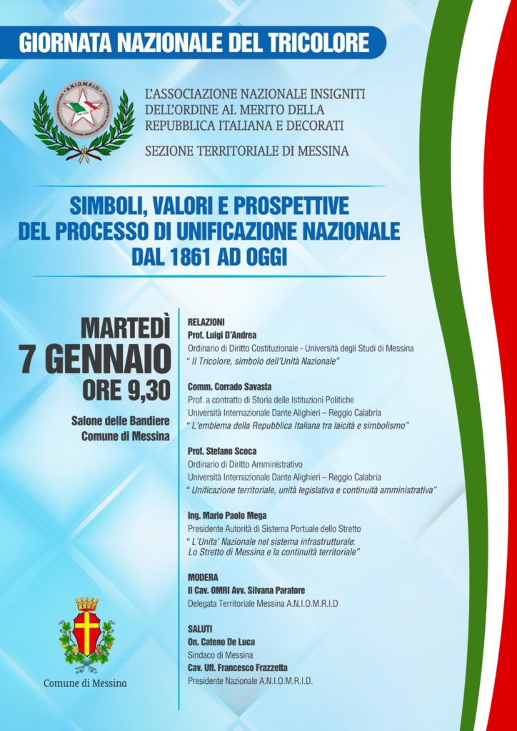GIORNATA DEL TRICOLORE – La celebrazione a Messina il 7 gennaio