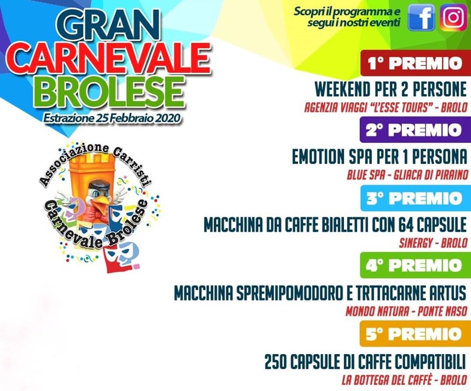 NUMERI VINCENTI – Quelli del Grande Sorteggio del Carnevale Brolese