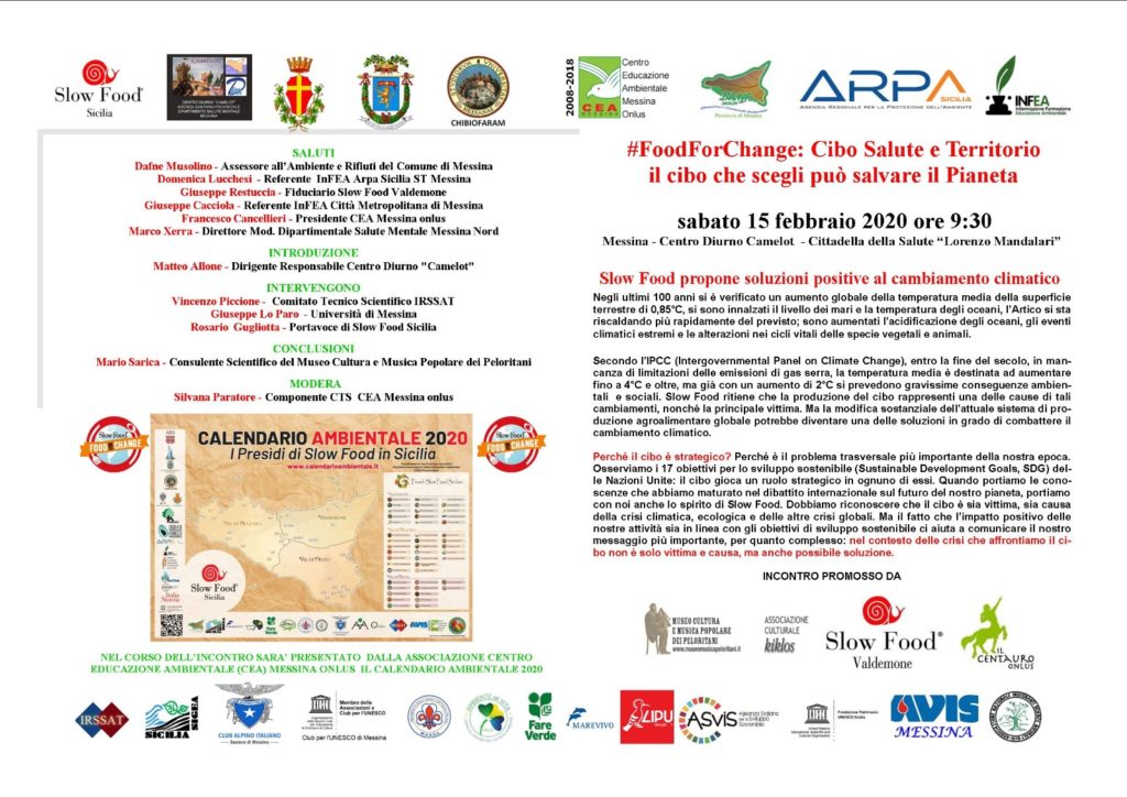 FOOD FOR CHANGE – Al Centro Diurno Camelot di Messina si parlerà di cibo, salute e territorio