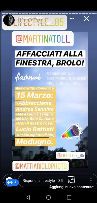 BROLO – Si replica.  Anche oggi, alle 18, la gente canterà dalle finestre