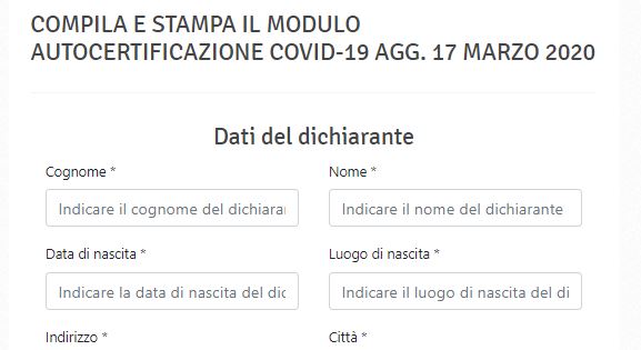 NUOVA AUTOCERTIFICAZIONE COVID-19 – Compila il modulo online e stampa. Utilizza il format