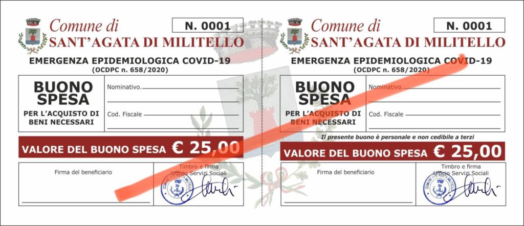 SANT’AGATA MILITELLO – Voucher per beni di prima necessità. Costituzione dell’elenco di attività commerciali accreditate