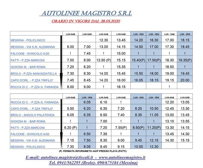 VIAGGIARE IN BUS – Da domani i nuovi orari da e per Messina delle autolinee Magistro