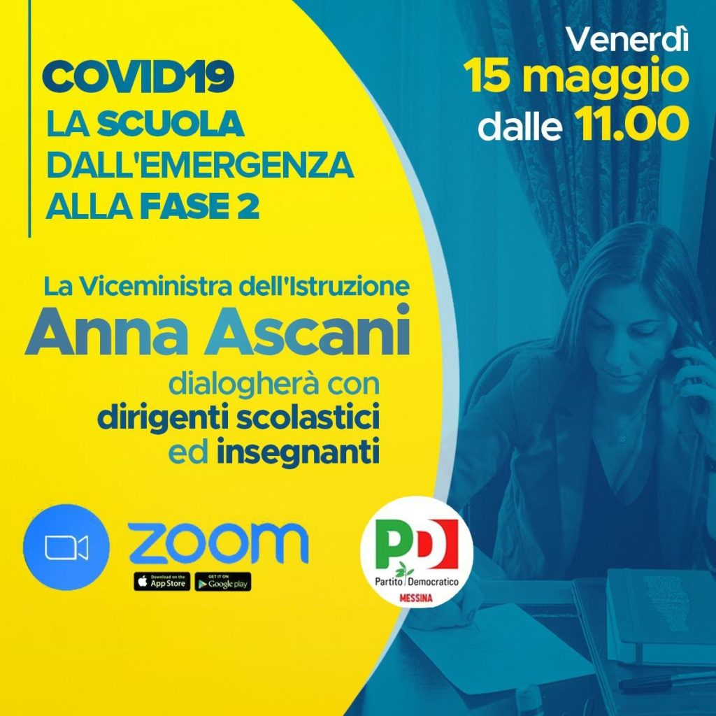 SCUOLA – Emergenza Covid: il vice ministro Anna Ascani incontra dirigenti scolastici di Messina e provincia
