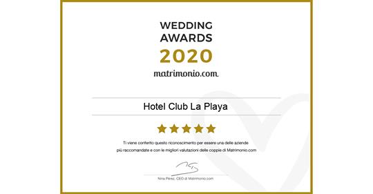 WEDDING AWARDS 2020 – Premiato l’Hotel Club La Playa