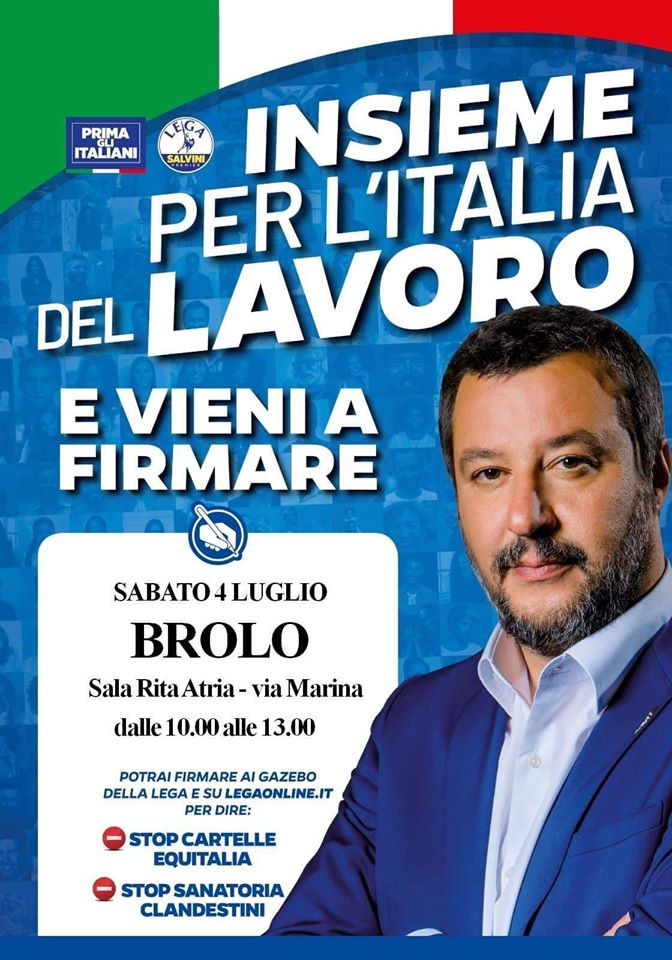 APPUNTAMENTI POLITICI – Domani a Brolo si può firmare per dire “no” alle cartelle esattoriali di Equitalia e tanto altro