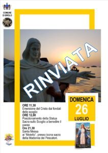 METEO AVVERSO – Annullata la manifestazione allo scoglio di Brolo