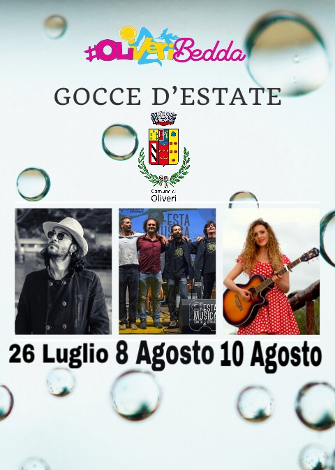 OLIVERI – 26 luglio, 8 e 10 agosto.. le prime “Gocce d’Estate”