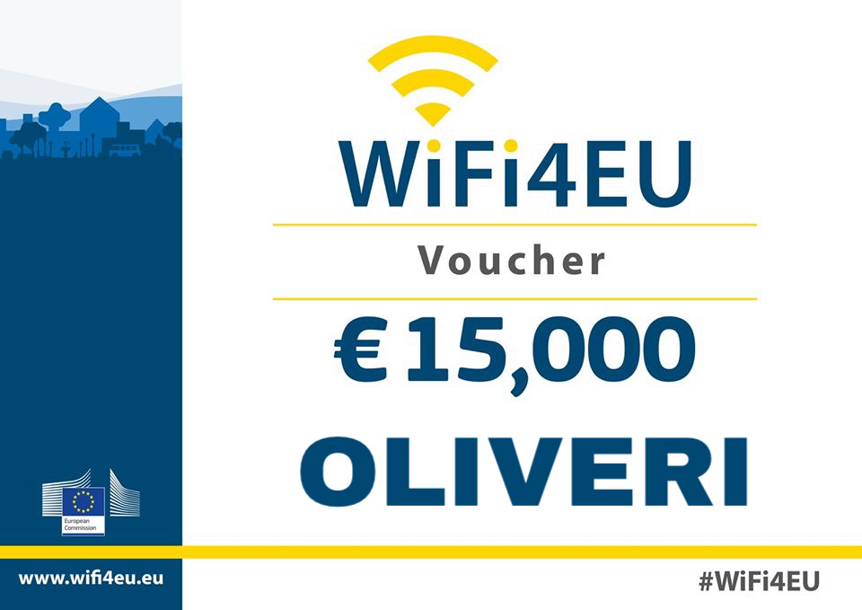 OLIVERI – WiFi gratuito negli spazi pubblici. Ottenuto finanziamento europeo