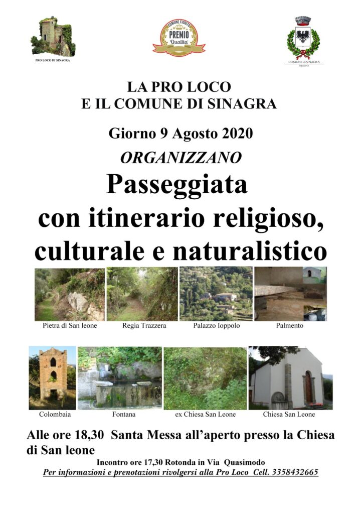 SINAGRA – Itinerario religioso, culturale e naturalistico per la passeggiata organizzata dalla Pro Loco