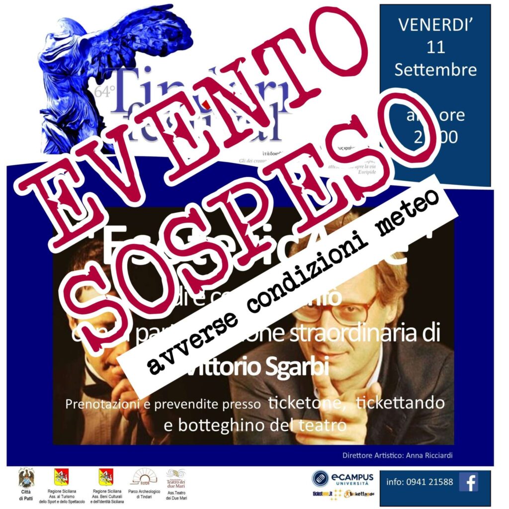 ESOTERICARTE – Al Tindari Festival lo spettacolo sospeso per avverse condizioni meteo
