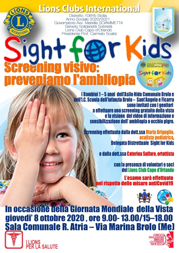 “SIGHT FOR KIDS” – Screening visivo per i bambini dell’Asilo Nido Comunale di Brolo e del locale Istituto Comprensivo