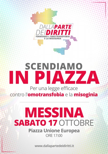 MESSINA – Oggi LGBT+ in piazza per una “buona legge” contro l’omobitransfobia e la misoginia