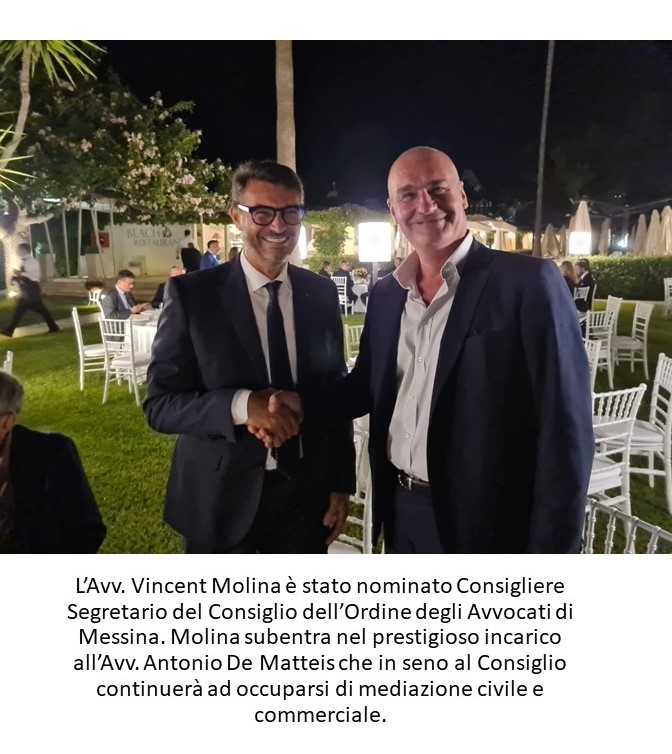 AVVOCATI DI MESSINA – Vincent Molina nominato Consigliere Segretario