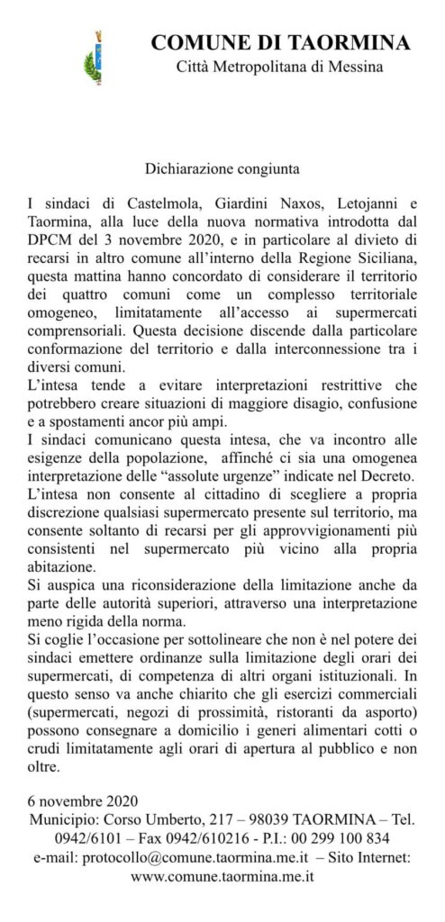 IDEE “CIRCOLARI” – 4 comuni siciliani diventano “complesso territoriale omogeneo” per l’ accesso ai supermercati