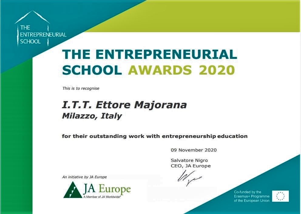 MILAZZO – Al Majorana il The Entrepreneurial School Awards 2020