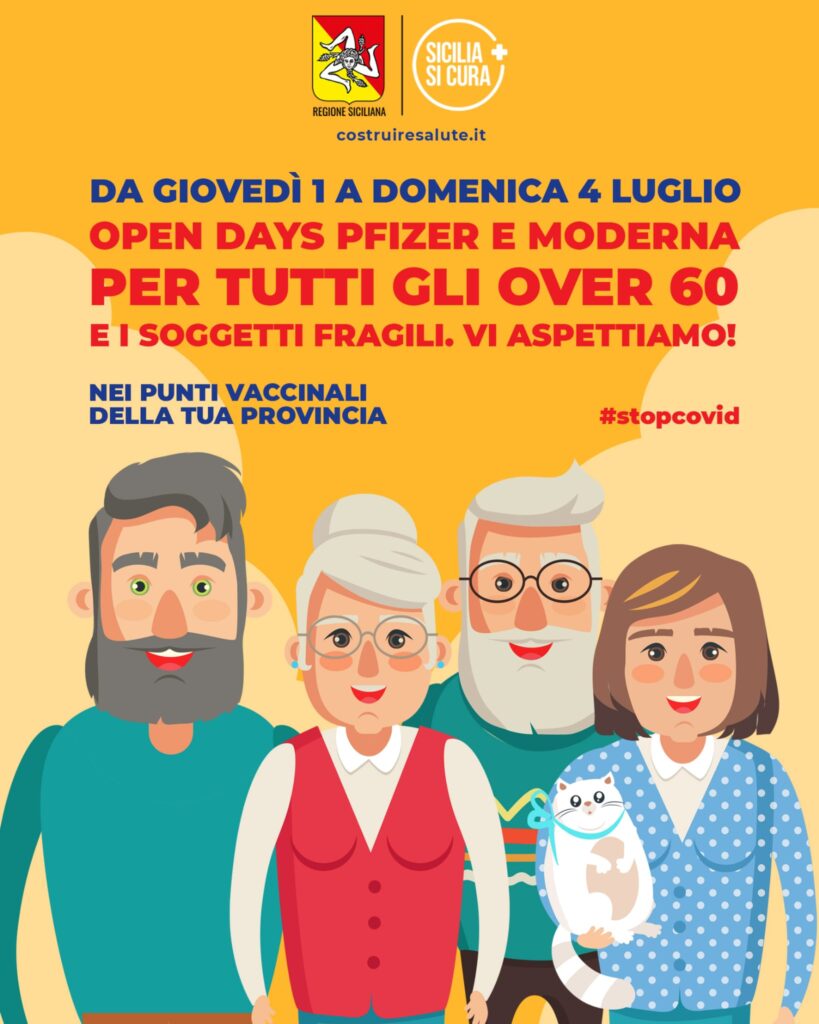 COVID – “Open days” Pfizer e Moderna per over60 e fragili dall’1 al 4 luglio