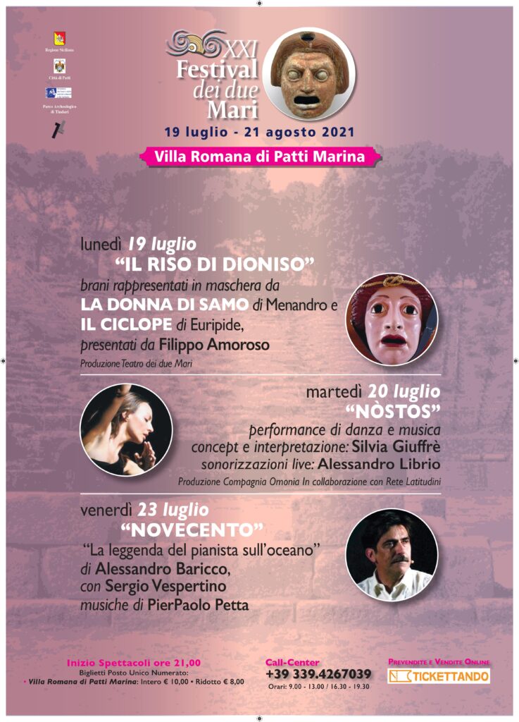 XXI FESTIVAL DEI DUE MARI –  Si inizia lunedì 19 luglio alla Villa Romana di Patti
