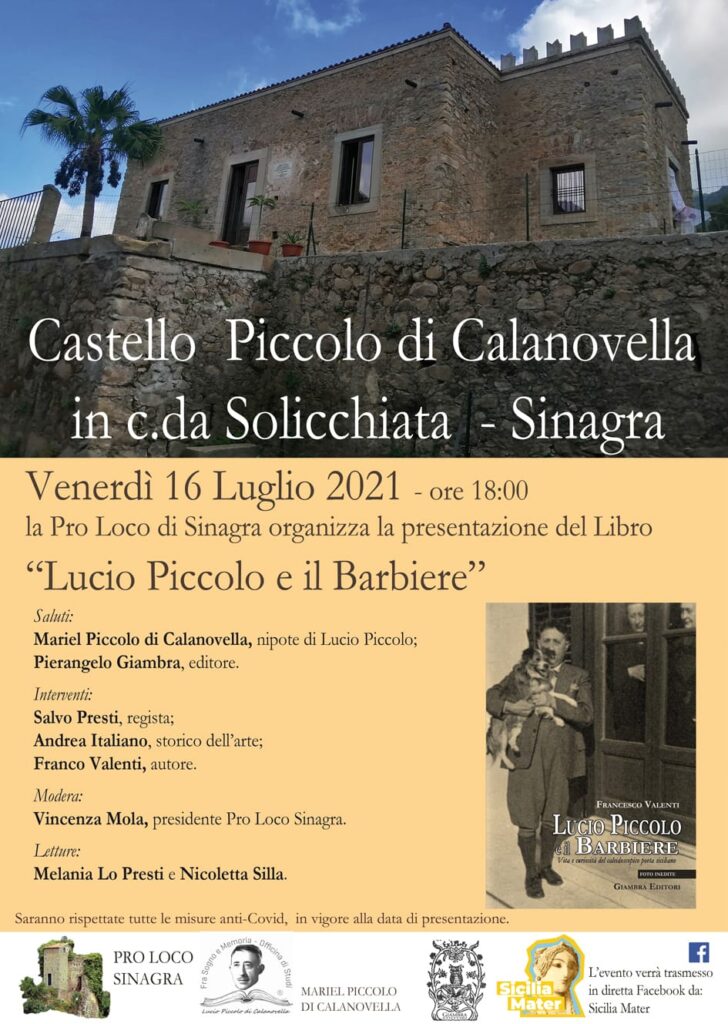 SINAGRA – Presentazione del libro “Lucio Piccolo e il barbiere” di Franco Valenti