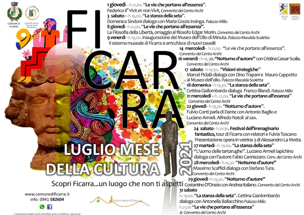 PROGRAMMI DI LUGLIO – A Ficarra quello dedicato alla Cultura