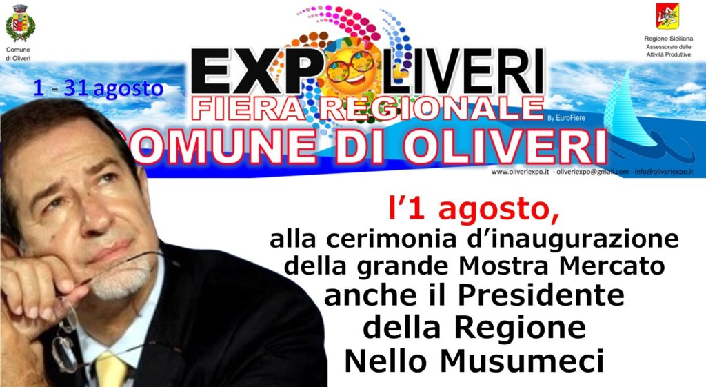 PRESENZE – Nello Musumeci inaugurerà l’1 agosto la grande Mostra Mercato di Oliveri Expo 2021