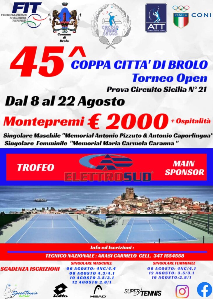 TENNIS – Oggi i primi verdetti alla 45^Coppa Città di Brolo