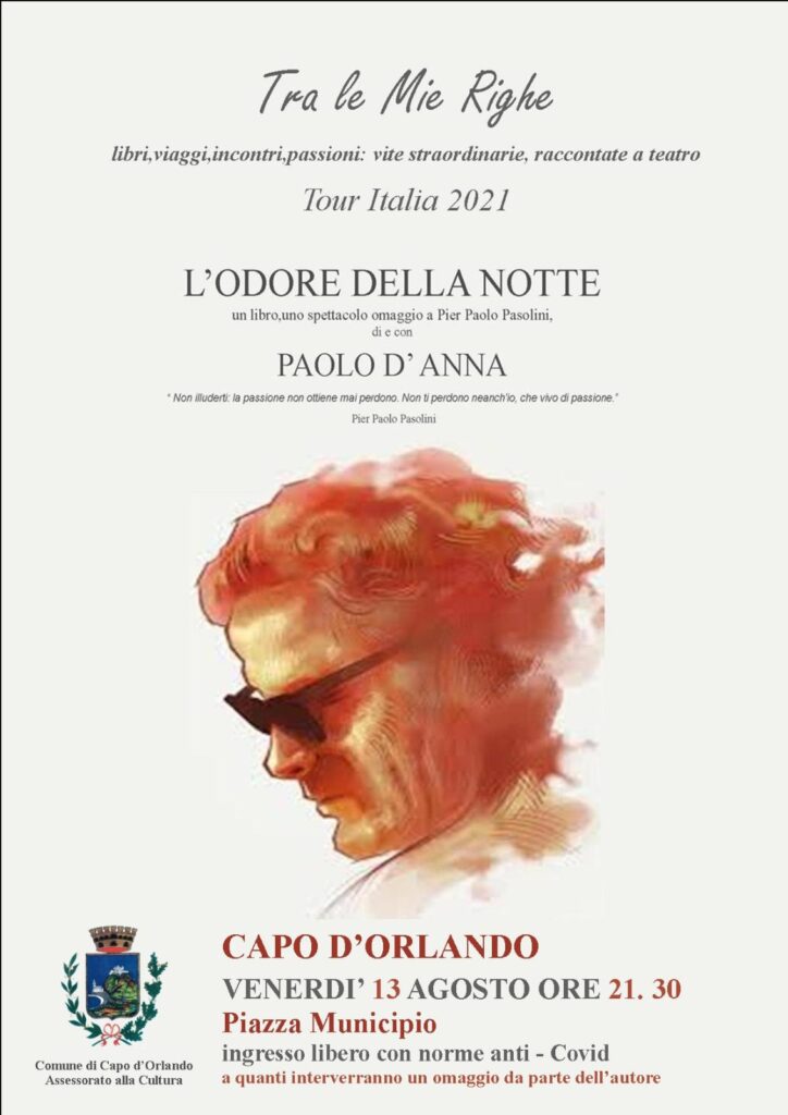 CAPO D’ORLANDO – “L’odore della notte – omaggio a Pasolini” venerdì in piazza Municipio