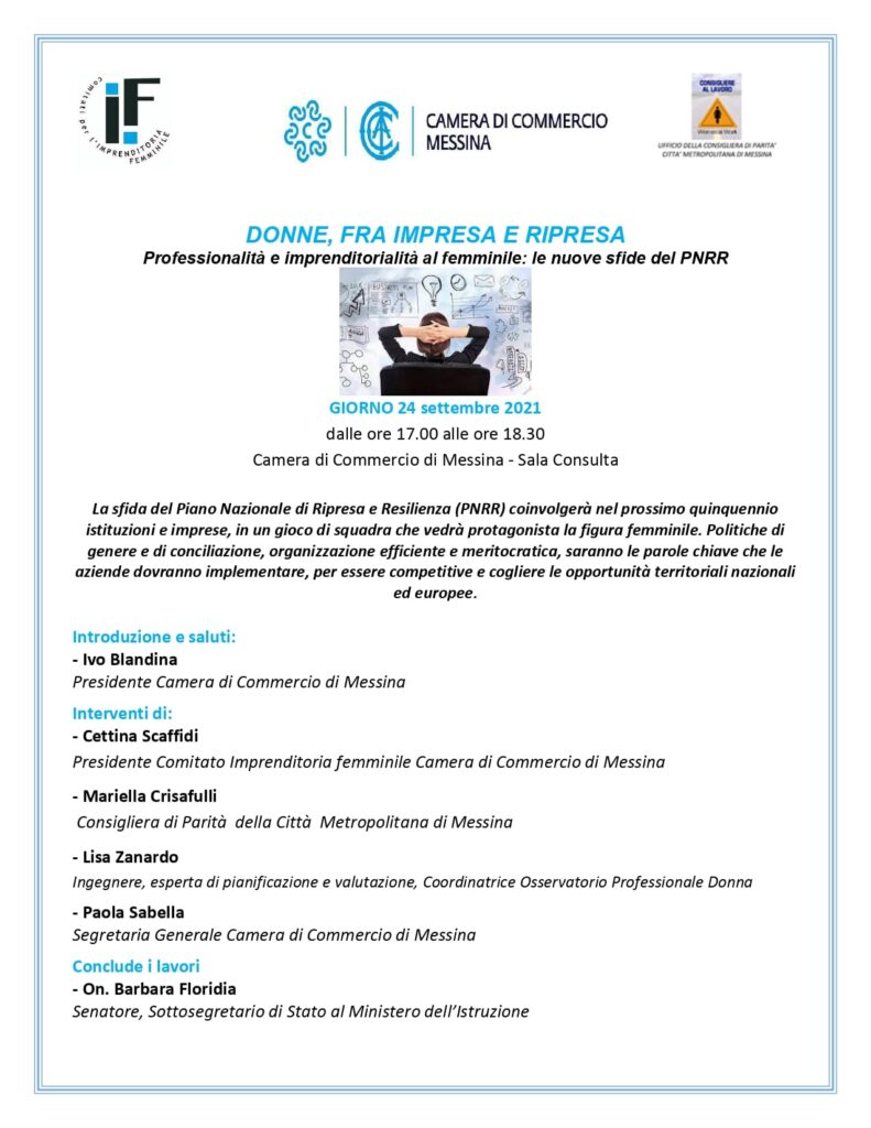 CAMERA DI COMMERCIO – “Donne, fra impresa e ripresa”: venerdì il convegno al Palazzo camerale