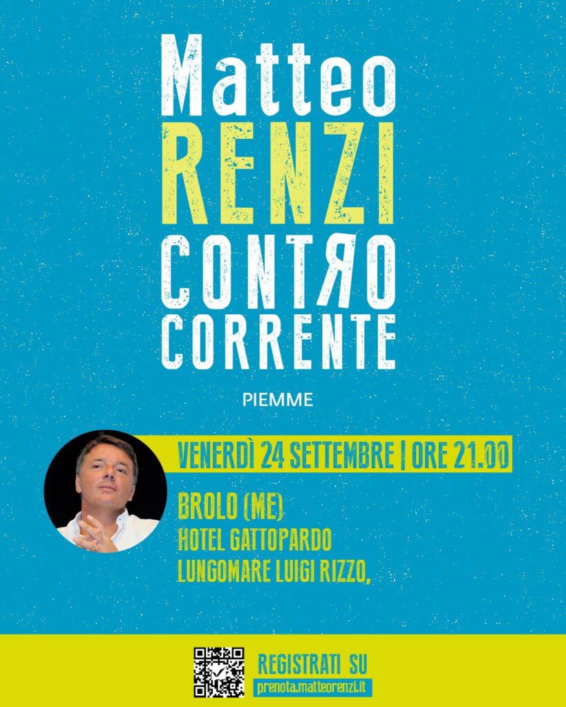 BROLO – Domani sera Matteo Renzi presenterà il suo libro “Controcorrente”
