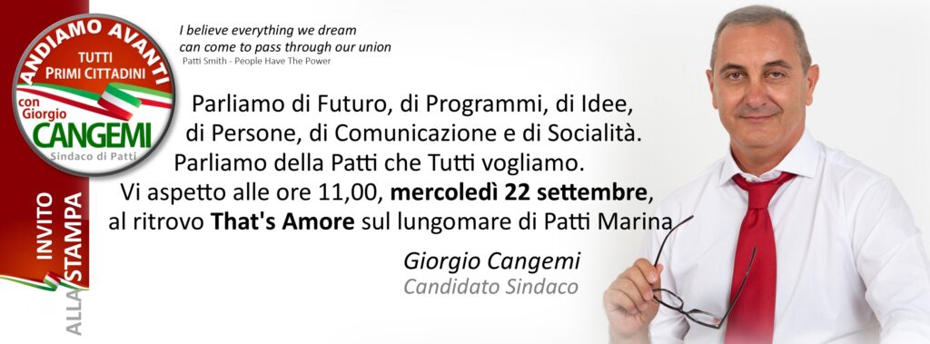 GIORGIO CANGEMI – Il candidato sindaco di Patti incontra la stampa