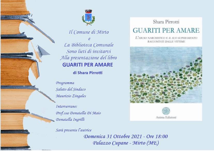 MIRTO – “Guariti per amare” il libro di Shara Pirrotti a Palazzo Cupane