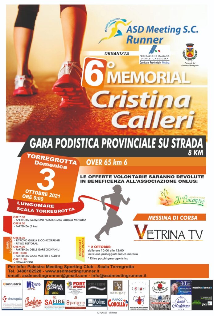PODISMO – Scattata il conto alla rovescia per l’atteso “6° Memorial Cristina Calleri”