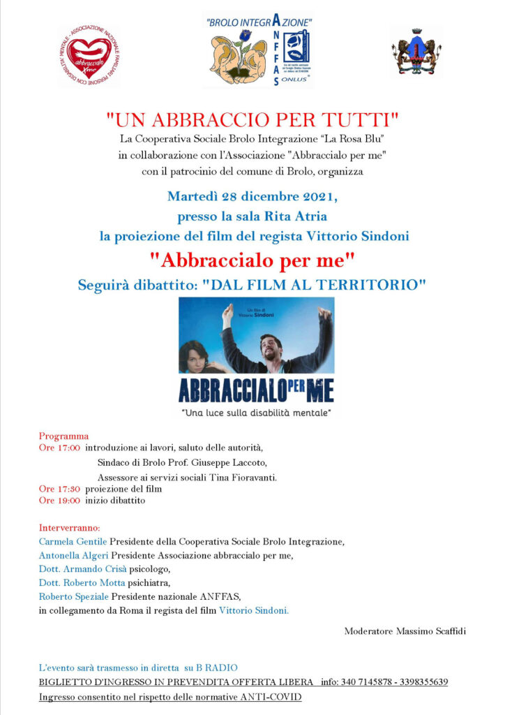 “ABBRACCIALO PER ME” – A Brolo un incontro\dibattito dedicato a tutte le persone che soffrono di disabilità mentale e alle loro famiglie