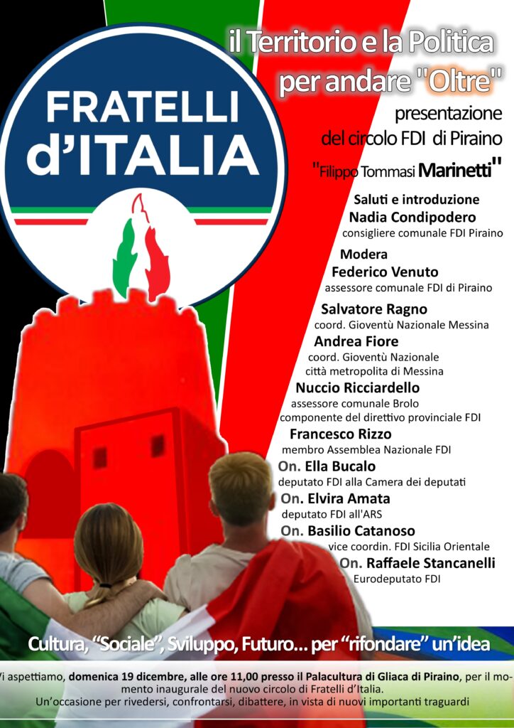A PIRAINO – Il territorio e la politica per andare “oltre”, apre il circolo “Marinetti”