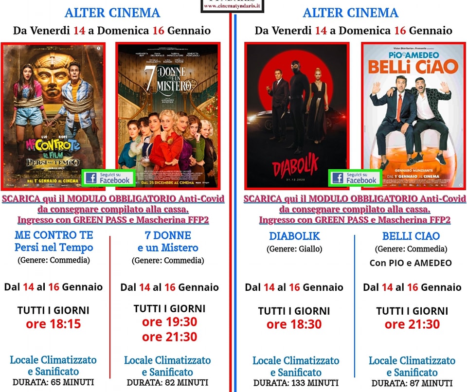 ANDIAMO AL CINEMA – Anche Diabolik nella programmazione dell’AlterCinema a Gliaca