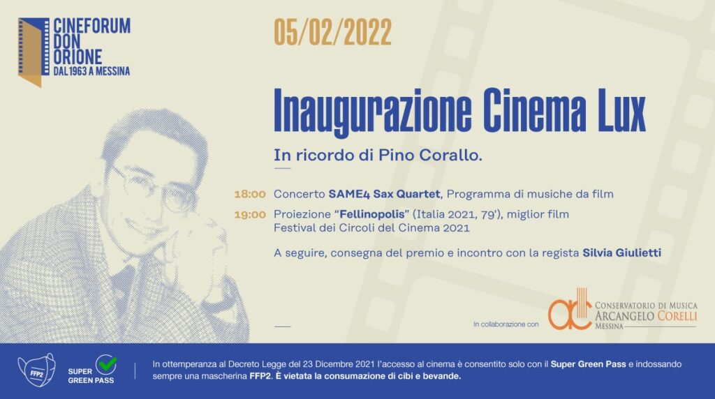 CINEMA – Presentata la nuova stagione del Cineforum Don Orione di Messina al cinema Lux riaperto