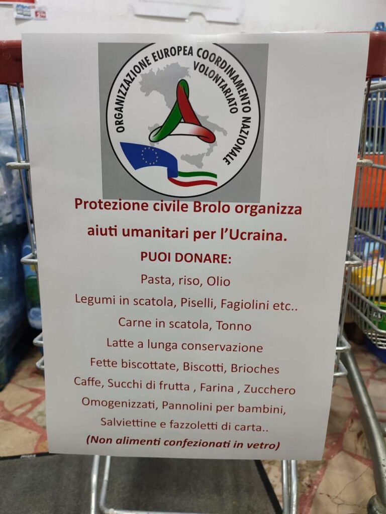 RACCOLTE – Una nuova iniziativa pro-Ucraina a Brolo