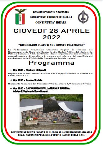 COMMEMORAZIONI- A Graniti e Villafranca Tirrena per i combattenti e reduci della RSI
