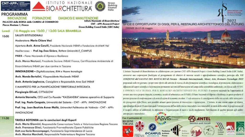 INBAR – L’Istituto Nazionale di Bioarchitettura partecipa alla VII edizione del Salone del Restauro
