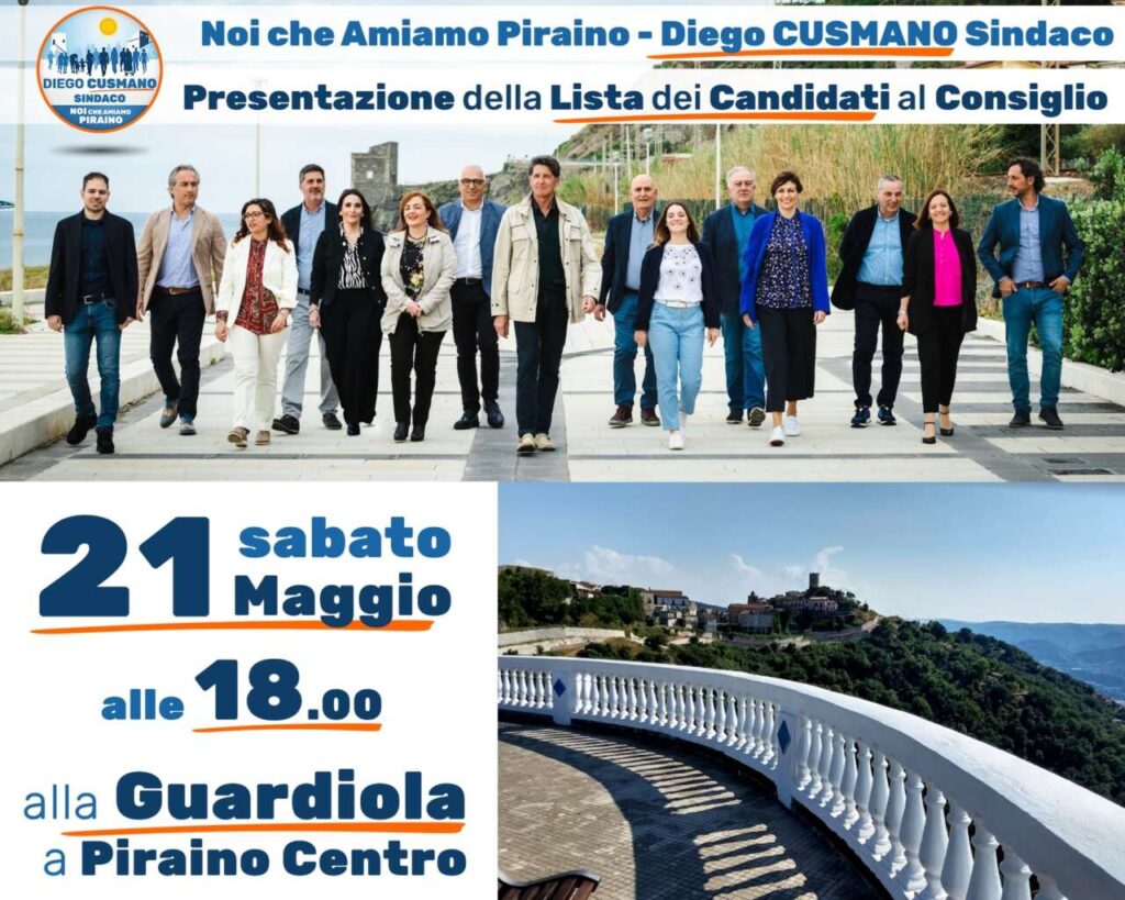 ELEZIONI A PIRAINO – Diego Cusmano sabato presenta la lista